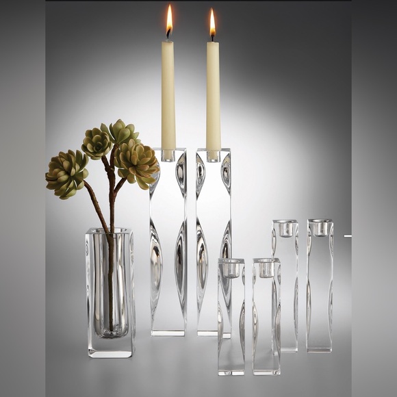 Nambe Other - Nambé Crystal Reveal Candlestick Pair (8”)
